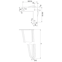 Noga za konferencijski stol HAIRPIN 420 mm / Sjajni krom