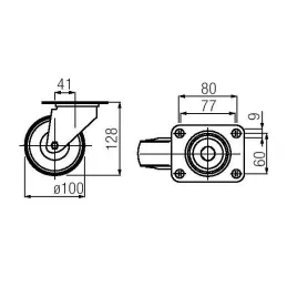 Namještajni kotačić TENTE bez kočnice 100 mm / Plava