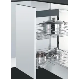 Kosara KOMFORT s punim izvlačenjem, bočna s amortizacijom / Krom