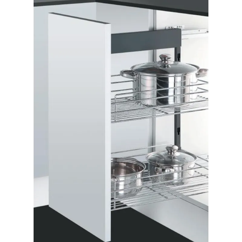 Kosara KOMFORT s punim izvlačenjem, bočna s amortizacijom / Krom