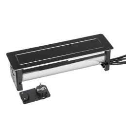 Sklopna električna utičnica VERSATURN 3.0 - 2x230V + USB + HDMI / Crno staklo