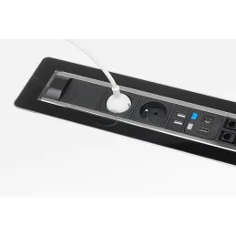 Sklopna električna utičnica VERSATURN 3.0 - 2x230V + USB + HDMI / Crno staklo