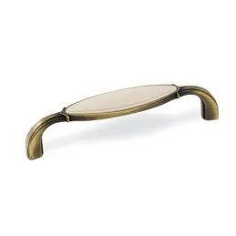 Ručka BERYL / Patinirani mesing + bež plastika