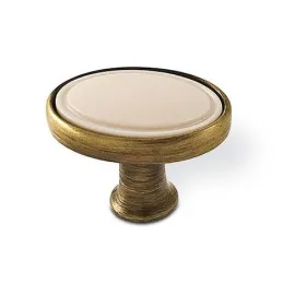 Tipka BERYL OVAL / Staro mesing - bež plastika