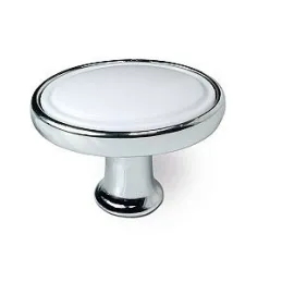 Gumb BERYL OVAL / sjajni krom - bijeli plastika