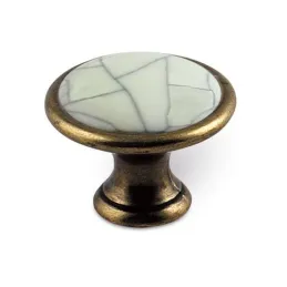 Gumb GARDE / Antikni mesing - puknuti porculan