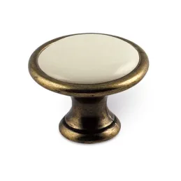 Gumb GARDE / Antikni mesing - Slonovača od porculana