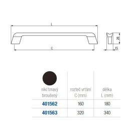 Kvaka LEONA / Nikel tamno brušen