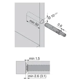 TIP-ON Kratak gumb 50 mm / Crni