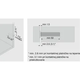 TIP-ON Kratak gumb 50 mm / Crni