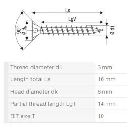 Samo-rezajući vijak za drvo TORX nikl / 100 kom