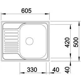 Inox sudoper Blanco TIPO 45 S Mini