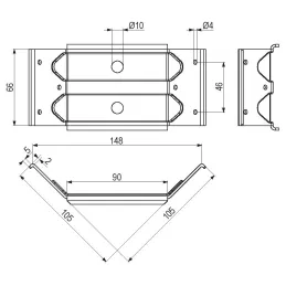 Kutna spojka stola 66 mm / Bijeli cink