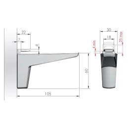 Nosač police VERDES GLASS / Crna mat - par