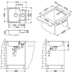 Inox sudoper Alveus LINE 50