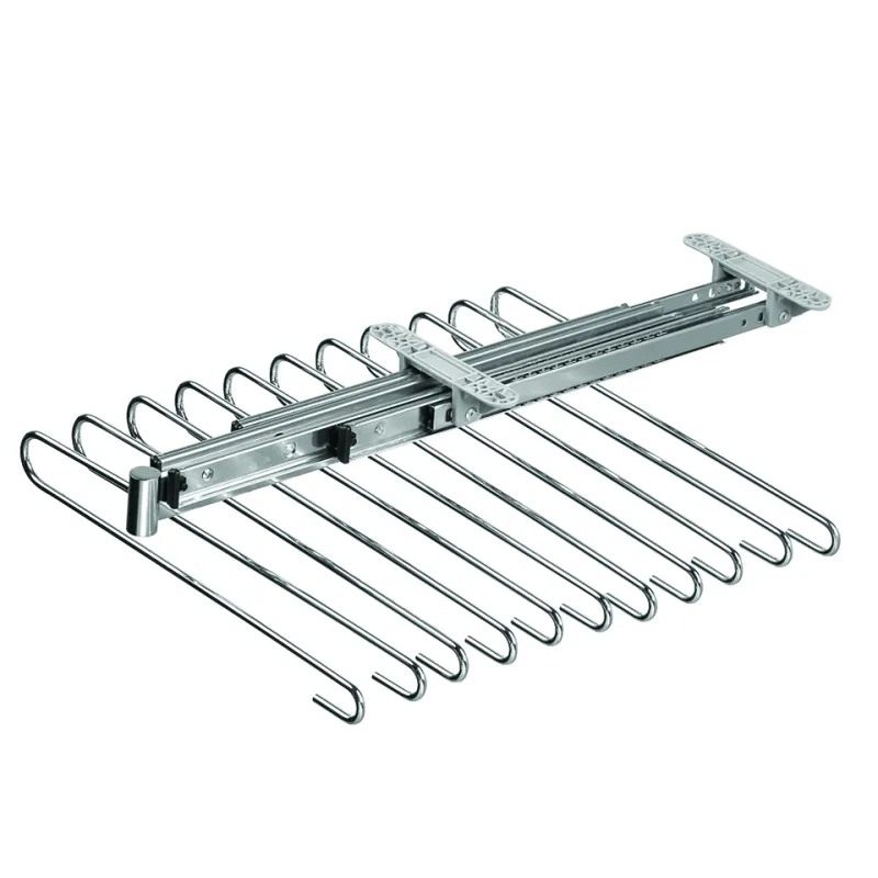 Izvlačni vješalica za hlače sa 11 ramena / sjajni krom