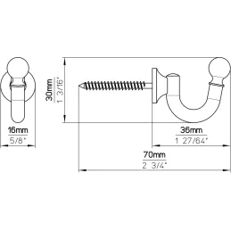 Metalni vješalica s vijkom LETRO / sjajni krom