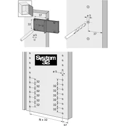 Predložak za bušenje bočnih otvora za okretnice i podloške HETTICH