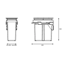 Izvlačna kanta za smeće 300mm - 1x40L s držačima za vrata / Antracit