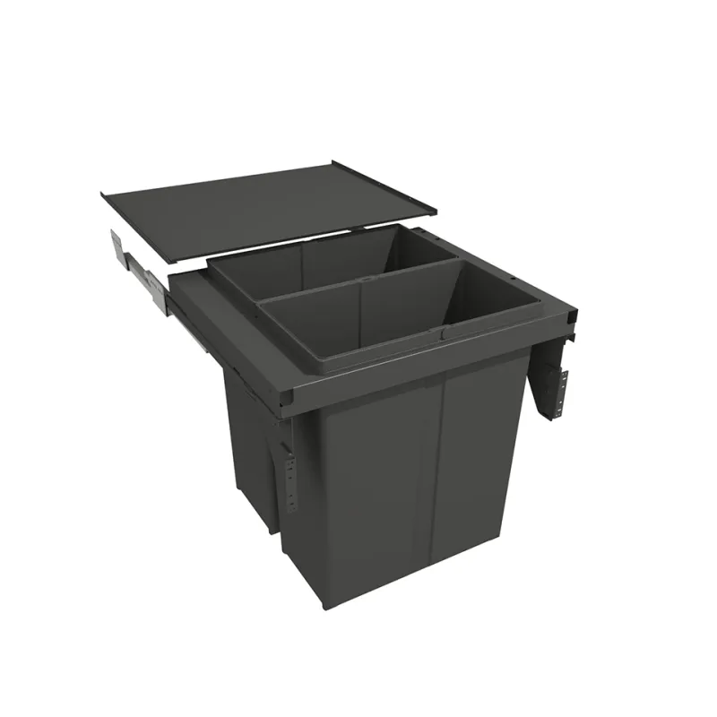 Izvlačni kantu za smeće STAR 600mm - 2x40L s držačima za vrata / Antracit