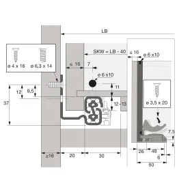Sakriveni puni iskorak QUADRO V6 s amortizacijom i nosačima / 30kg