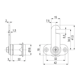 Namještajna brava s kukom EXCELENT / Nikel