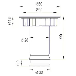Crna garderobna čelična nožica 65mm