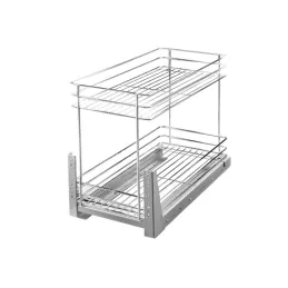 Izvlačna dvodjelna košara s mehanizmom zatvaranja / sjajni krom