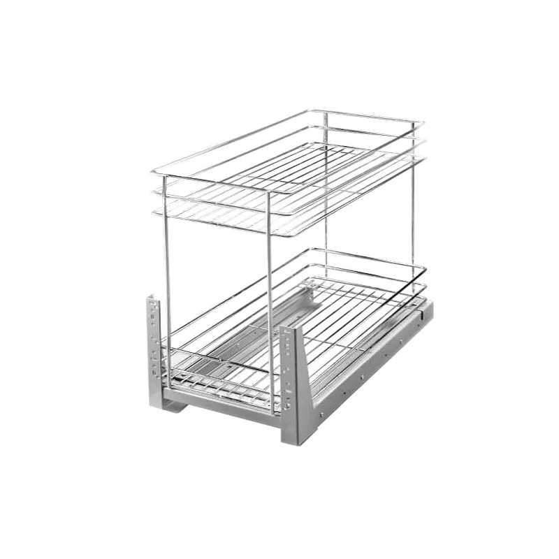 Izvlačna dvodjelna košara s mehanizmom zatvaranja / sjajni krom
