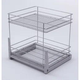 Izvlačna dvostruka kanta s povratnim mehanizmom / Siva