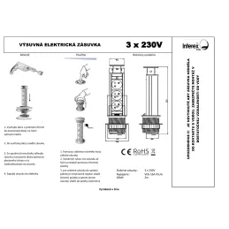 Izvlačna električna utičnica 3x230V / Bijela