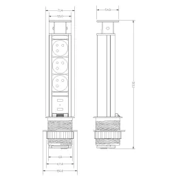 Izvlačna električna utičnica 3x230V + 2x USB punjenje / Bijela