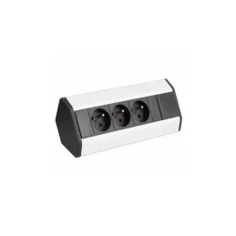Unutarnja utičnica CORNER 3x 230V / Crna - aluminijska
