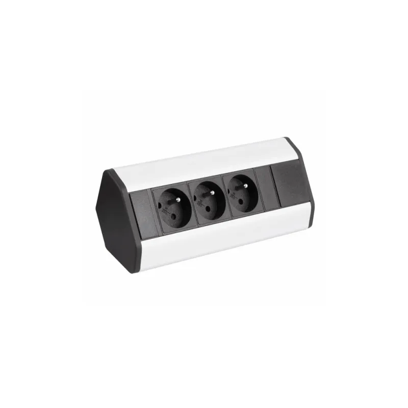 Unutarnja utičnica CORNER FRENCH 3x 230V / Crna - aluminij