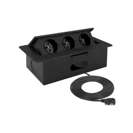 Klizna električna utičnica 3x230V / Crna