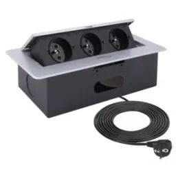 Nagibna električna utičnica 3x230V / Aluminij