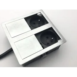 Električna utičnica VersaHit 2 x 230V FRENCH / Neorđajeni čelik